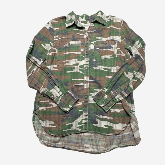 Denim & Supply Ralph Lauren Womens Shirt Size S Camo Over Plaid Button Front - Picture 6 of 12